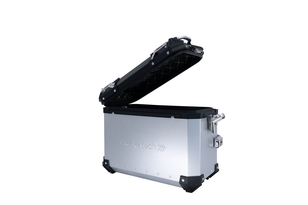 Par de maletas laterales en aluminio color plata con portaequipajes específico GPR TECH compatible con  Kawasaki Versys 650 2017/2020 e4