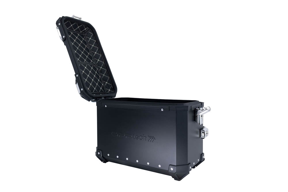 Par de maletas laterales en aluminio color negro con portaequipajes específico GPR TECH compatible con  Kawasaki Versys 650 2015/2016 e3
