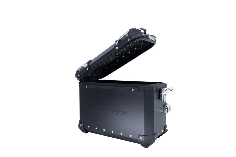 Par de maletas laterales en aluminio color negro con portaequipajes específico GPR TECH compatible con  Kawasaki Versys 650 2015/2016 e3
