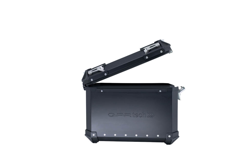 Par de maletas laterales en aluminio color negro con portaequipajes específico GPR TECH compatible con  Kawasaki Versys 650 2015/2016 e3