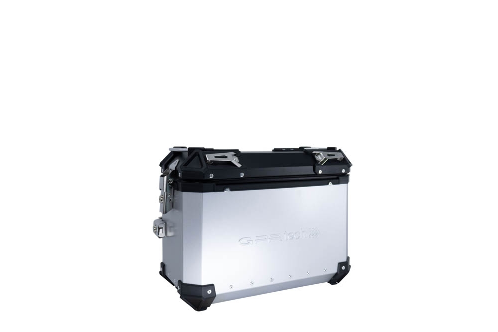 Par de maletas laterales en aluminio con lado derecho contorneado, color plata con portaequipajes específico GPR TECH compatible con  Bmw F 800 Gs 2024/2025 e5