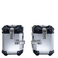 Par de maletas laterales en aluminio color plata con portaequipajes específico GPR TECH compatible con  Kawasaki Versys 650 2015/2016 e3