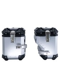 Par de maletas laterales en aluminio con lado derecho contorneado, color plata con portaequipajes específico GPR TECH compatible con  Bmw F 800 Gs 2024/2025 e5
