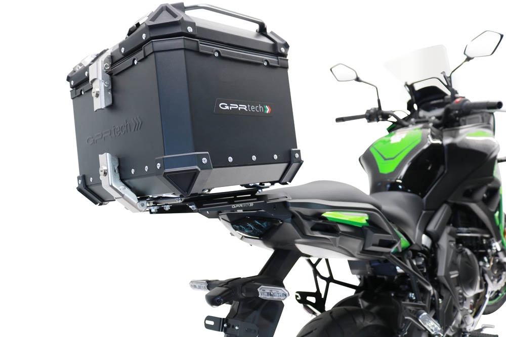 Baúl en aluminio, color negro con placa específica incluida GPR TECH compatible con  Kawasaki Versys 650 2021/2022 e5