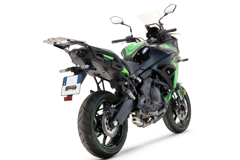 Escape compatible con Kawasaki Versys 650 2021-2022, Deeptone Inox, Escape completo racing, incluyendo colector y db killer desmontable, sin homologación 