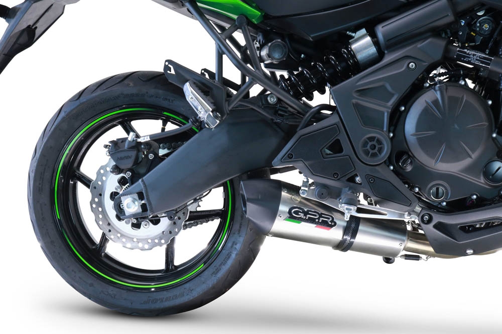 Escape compatible con Kawasaki Versys 650 2017-2020, GP Evo4 Titanium, Escape completo homologado y legal,con catalizador incluido db killer extraíble 