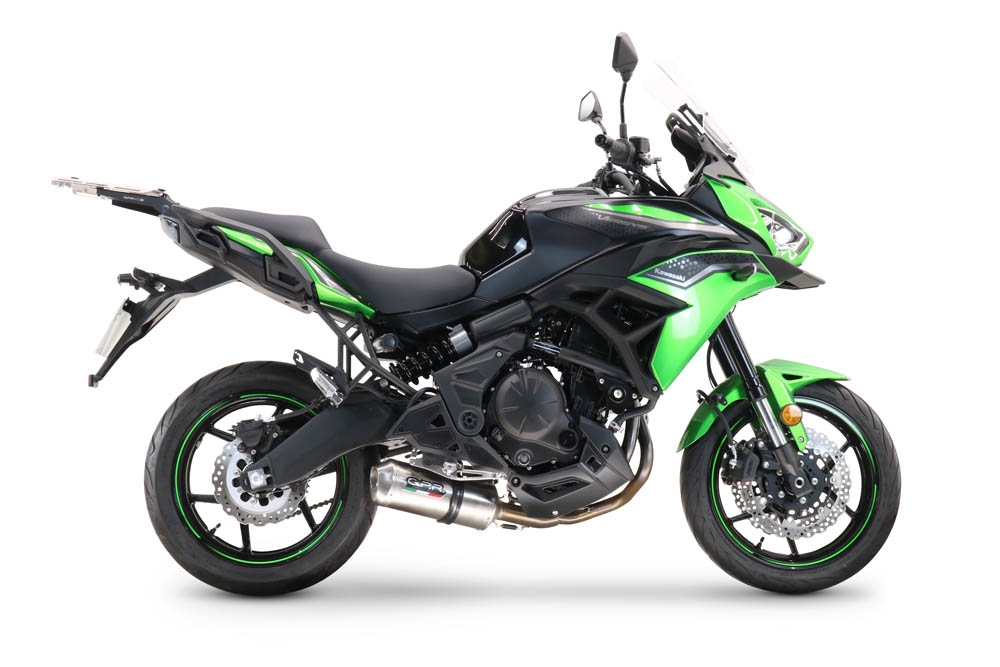 Escape compatible con Kawasaki Versys 650 2015-2016, Satinox , Escape completo homologado y legal, incluido db killer extraíble 