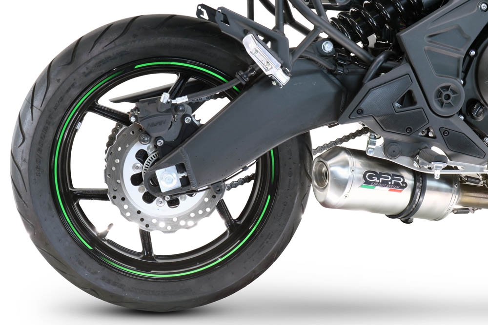 Escape compatible con Kawasaki Versys 650 2015-2016, Satinox , Escape completo homologado y legal, incluido db killer extraíble 