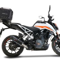 Baúl en aluminio color plata, incluye portaequipajes específico de aluminio y placa especifica de acero. Baúl GPR TECH compatible con  Ktm Duke 125 2017/2020 e4