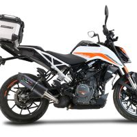 Baúl en aluminio color plata, incluye portaequipajes específico de aluminio y placa especifica de acero. Baúl GPR TECH compatible con  Ktm Duke 125 2021/2023 e5