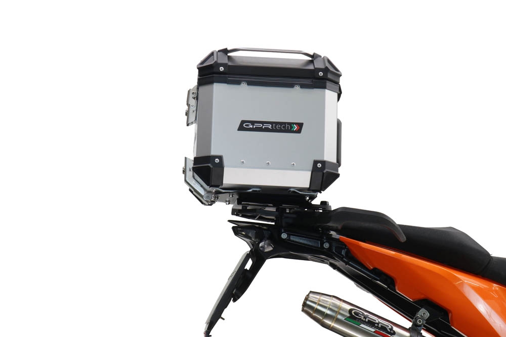 Baúl en aluminio color plata con placa específica incluida Baúl GPR TECH compatible con  Husqvarna Norden 901 2022/2024 e5