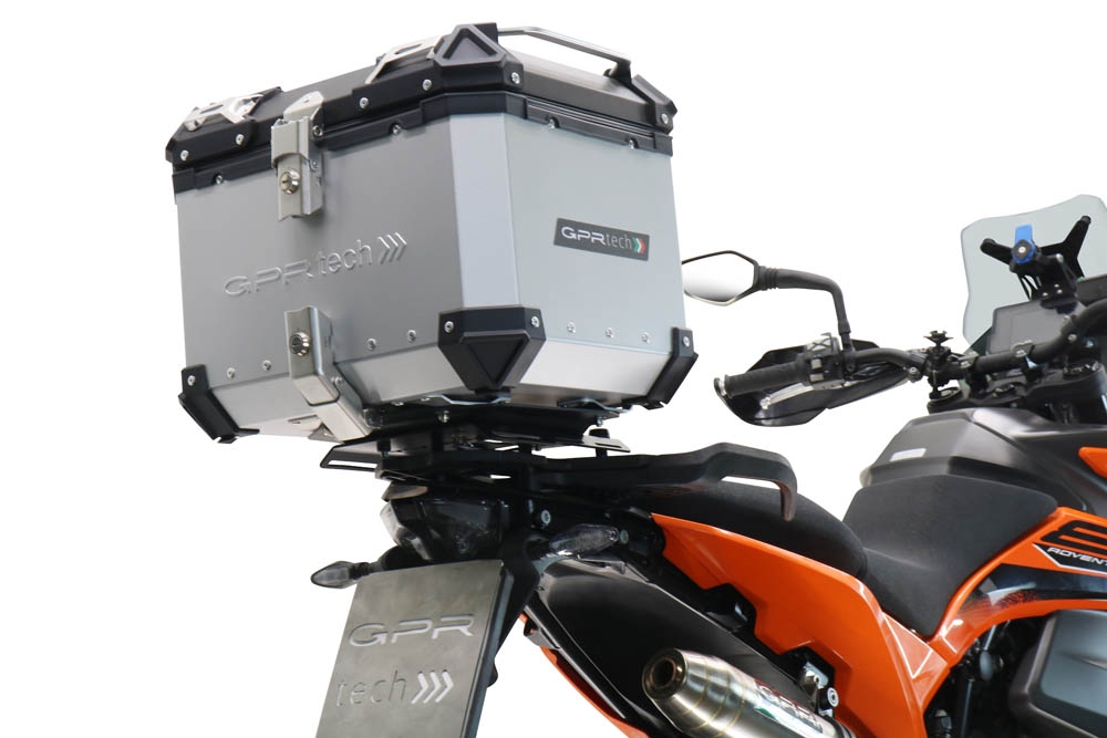Baúl en aluminio color plata con placa específica incluida Baúl GPR TECH compatible con  Husqvarna Norden 901 2022/2024 e5