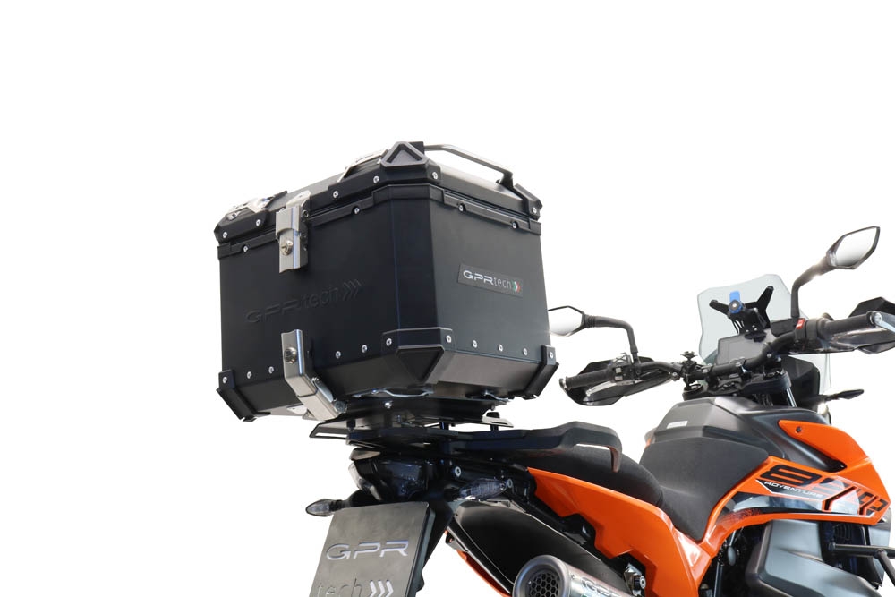 Baúl en aluminio, color negro con placa específica incluida Baúl GPR TECH compatible con  Ktm Adventure 890 L 2021/2024 e5