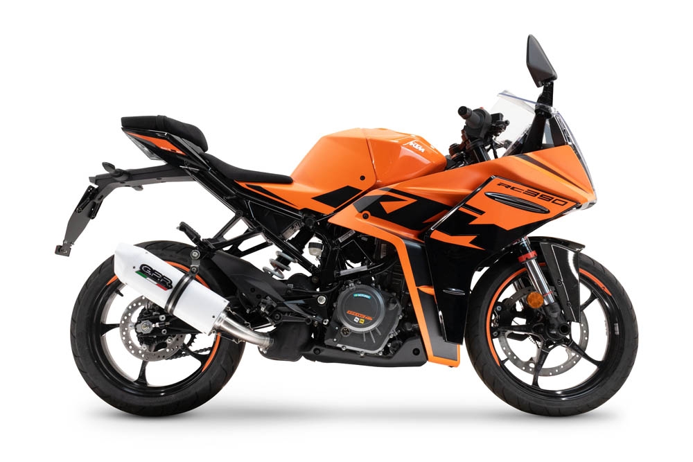 Escape compatible con Ktm Rc 125 2021-2024, Albus Evo4, Escape legal, homologado, silenciador con db killer desmontable y tubo de conexión específico 