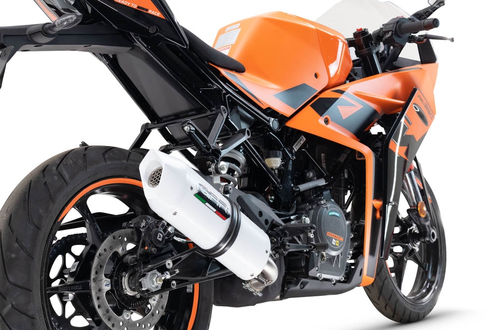 Escape compatible con Ktm Rc 125 2021-2024, Albus Evo4, Escape legal, homologado, silenciador con db killer desmontable y tubo de conexión específico 