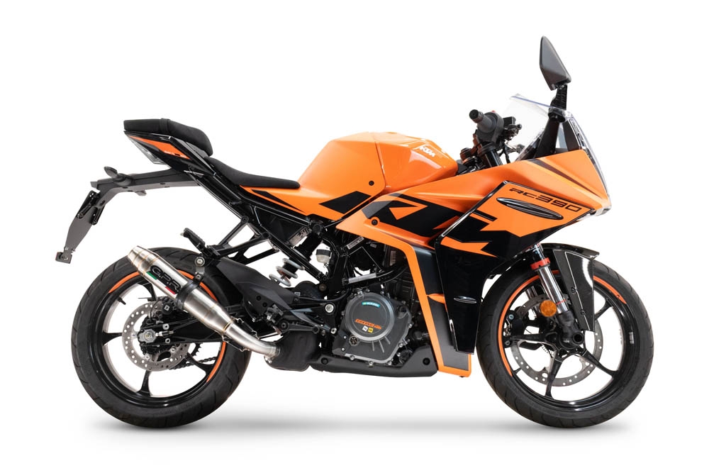 Escape compatible con Ktm Rc 125 2021-2024, Deeptone Inox, Escape racing, silenciador con tubo de conexion, articulo sin homologacion 