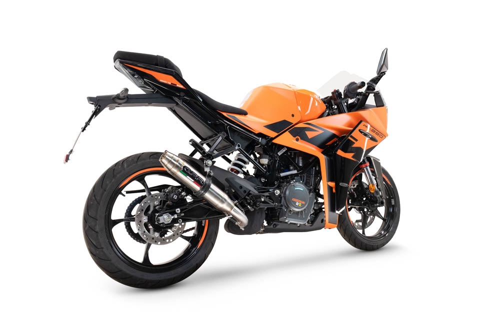 Escape compatible con Ktm Rc 125 2021-2024, Deeptone Inox, Escape racing, silenciador con tubo de conexion, articulo sin homologacion 