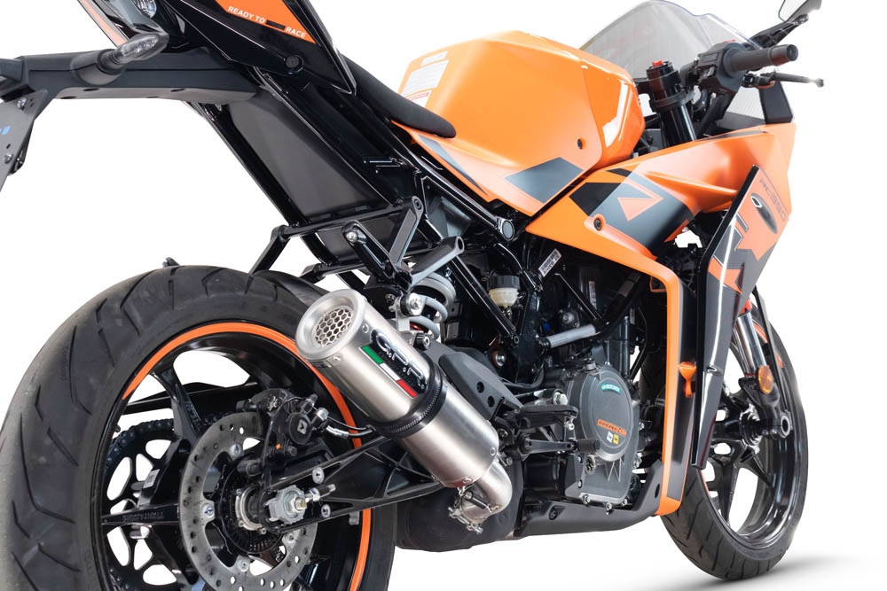 Escape compatible con Ktm Rc 125 2021-2024, M3 Inox , Escape racing, silenciador con tubo de conexion, articulo sin homologacion 