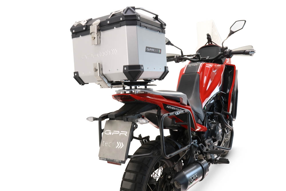 Baúl en aluminio color plata con placa específica incluida GPR TECH compatible con  Moto Morini X-CAPE 650 2021/2024 e5