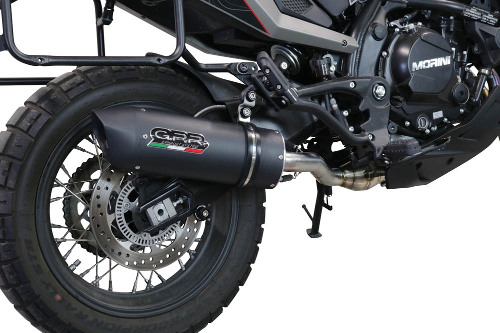 Escape compatible con Moto Morini X-CAPE 650 2021-2024, Furore Evo4 Nero, Escape semi-completo homologado, con db killer extraible y catalizador 