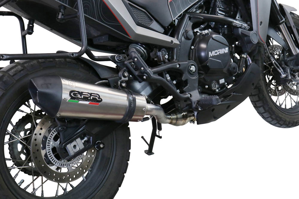 GPR escape compatible con  Moto Morini X-CAPE 650 2021-2024, New Grand Prix Evo Titanium, Escape semi-completo homologado, con db killer extraible y catalizador 