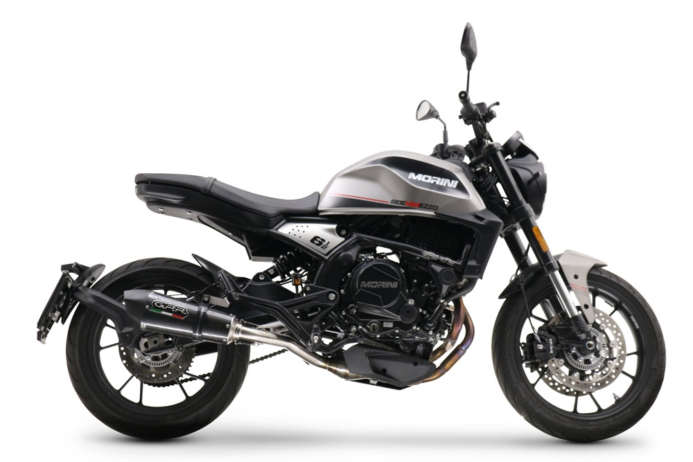 Escape compatible con Moto Morini Seiemmezzo Scr 2022-2024, GP Evo4 Poppy, Escape semi-completo homologado, con db killer extraible y catalizador 