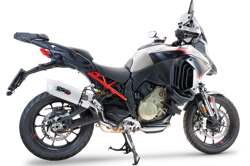 Escape compatible con Ducati Multistrada V4 Grand Tour 2024-2025, Albus Evo4, Escape legal, homologado, silenciador con db killer desmontable y tubo de conexión específico 