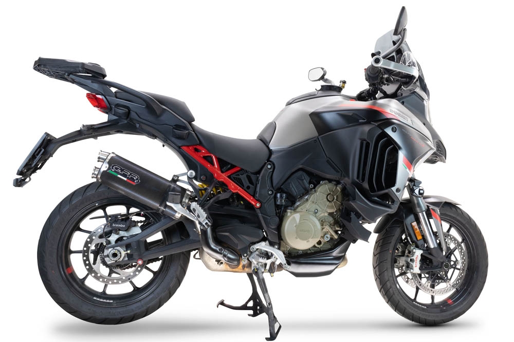 Escape compatible con Ducati Multistrada V4 Grand Tour 2024-2025, Dual Poppy, Escape legal, homologado, silenciador con db killer desmontable y tubo de conexión específico 