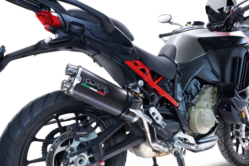 Escape compatible con Ducati Multistrada V4 Grand Tour 2024-2025, Dual Poppy, Escape legal, homologado, silenciador con db killer desmontable y tubo de conexión específico 