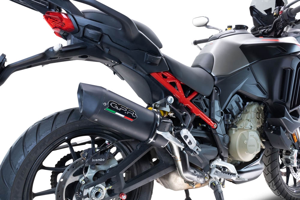 Escape compatible con Ducati Multistrada V4 Grand Tour 2024-2025, Furore Evo4 Nero, Escape legal, homologado, silenciador con db killer desmontable y tubo de conexión específico 