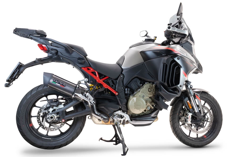 Escape compatible con Ducati Multistrada V4 Grand Tour 2024-2025, Furore Evo4 Poppy, Escape legal, homologado, silenciador con db killer desmontable y tubo de conexión específico 