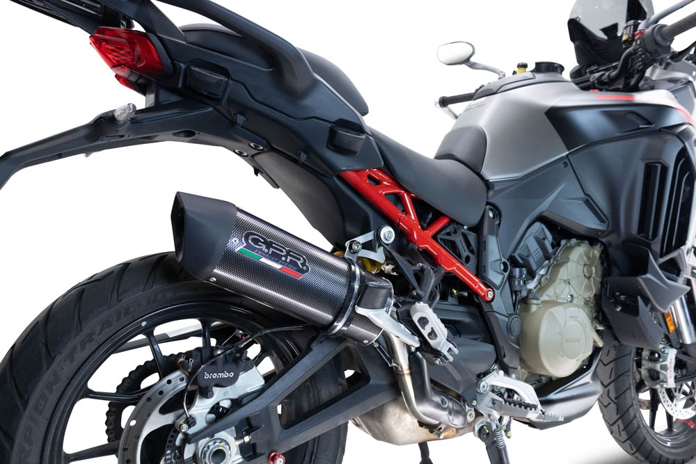 Escape compatible con Ducati Multistrada V4 Grand Tour 2024-2025, Furore Evo4 Poppy, Escape legal, homologado, silenciador con db killer desmontable y tubo de conexión específico 