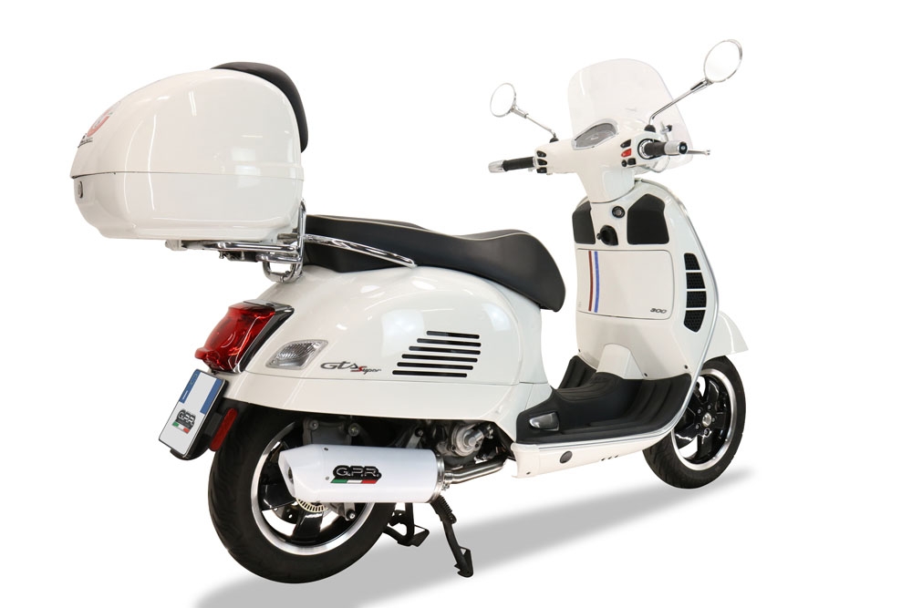 Escape compatible con Piaggio Vespa 300 Gts - Gtv - Touring - Super 2019-2020, Albus Ceramic, Escape completo racing, incluyendo colector y db killer desmontable, sin homologación 