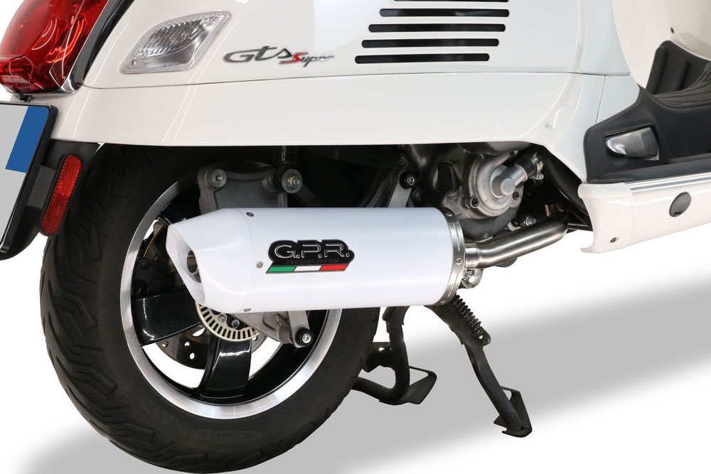Escape compatible con Piaggio Vespa 300 Gts - Gtv - Touring - Super 2019-2020, Albus Ceramic, Escape completo racing, incluyendo colector y db killer desmontable, sin homologación 