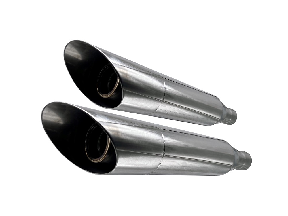 Escape compatible con Harley Davidson Sportster 1200 2004-2009, Slash Inox, Par de terminales de escape homologados, con db killer extraíbles y tubos de conexión específicos 