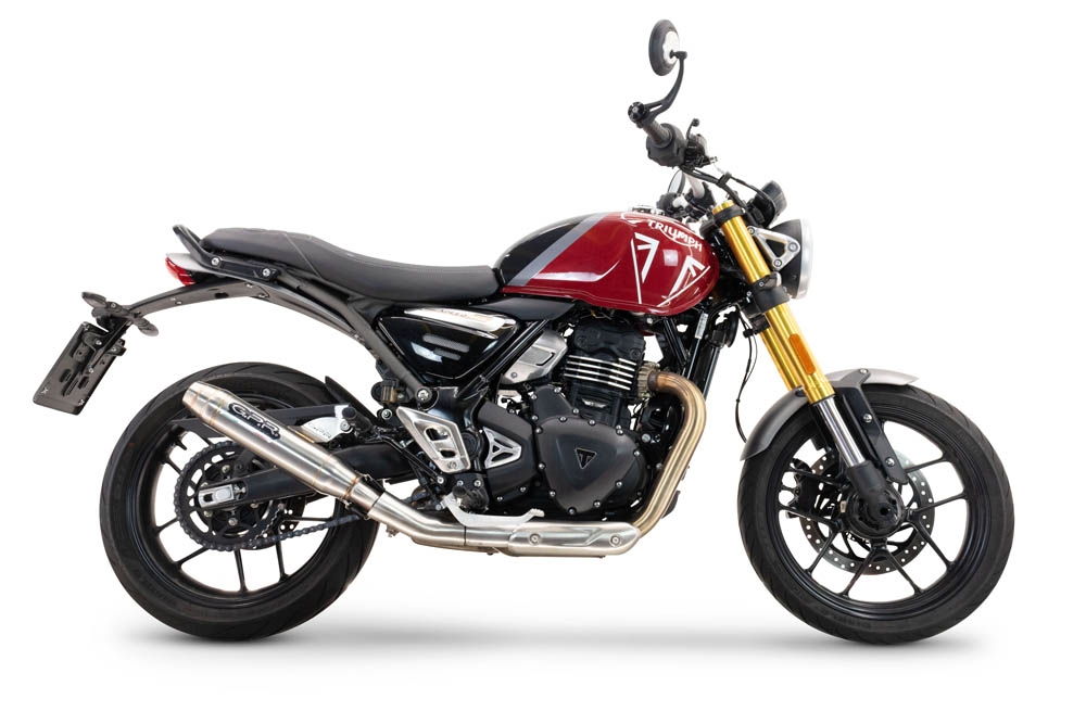 Escape compatible con Triumph Scrambler 400 X 2023-2025, Deeptone Inox, Escape legal, homologado, silenciador con db killer desmontable y tubo de conexión específico 