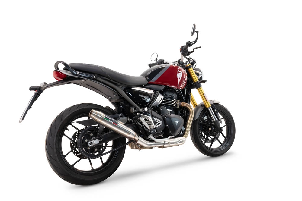 Escape compatible con Triumph Scrambler 400 X 2023-2025, Deeptone Inox, Escape legal, homologado, silenciador con db killer desmontable y tubo de conexión específico 
