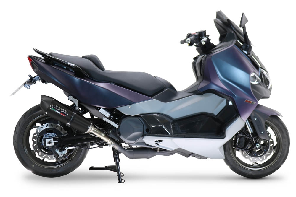 GPR escape compatible con  Sym Maxsym TL 508 2021-2024, New Grand Prix Evo Black Titanium, Escape legal, homologado, silenciador con db killer desmontable y tubo de conexión específico 