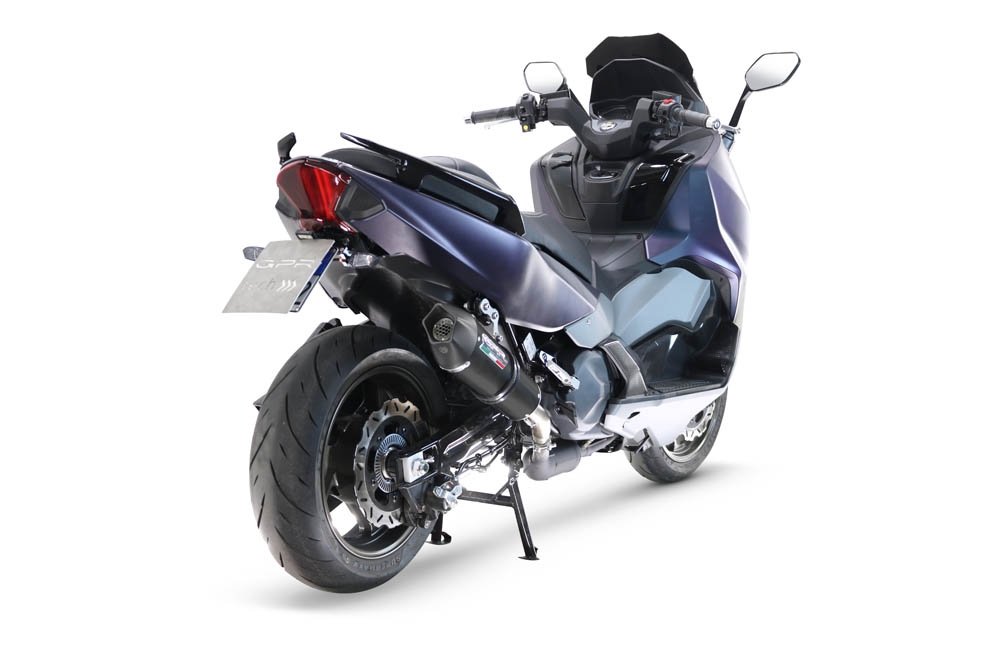 GPR escape compatible con  Sym Maxsym TL 508 2021-2024, New Grand Prix Evo Black Titanium, Escape legal, homologado, silenciador con db killer desmontable y tubo de conexión específico 