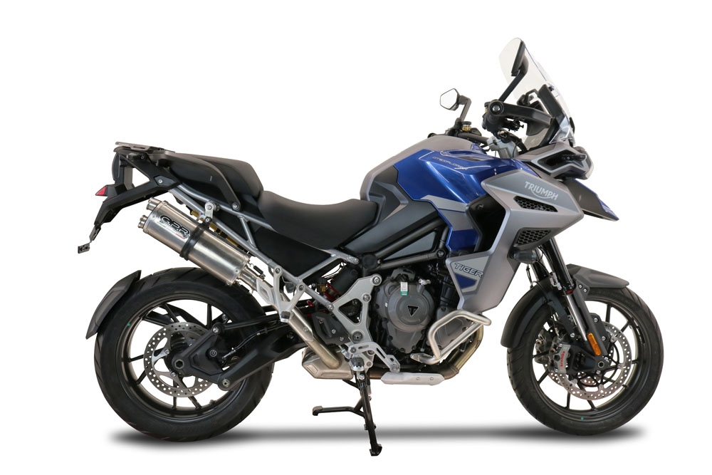 GPR escape compatible con  Triumph Tiger 1200 Gt - Rally 2022-2024, Dual Inox, Escape legal, homologado, silenciador con db killer desmontable y tubo de conexión específico 