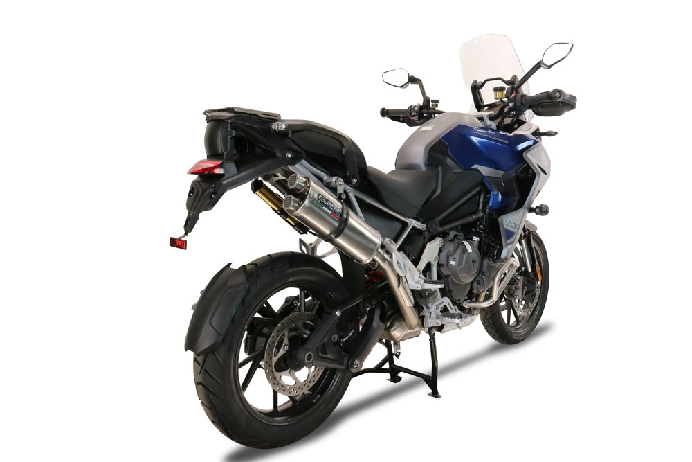 GPR escape compatible con  Triumph Tiger 1200 Gt - Rally 2022-2024, Dual Inox, Escape legal, homologado, silenciador con db killer desmontable y tubo de conexión específico 