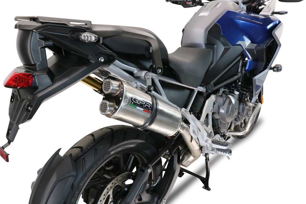 GPR escape compatible con  Triumph Tiger 1200 Gt - Rally 2022-2024, Dual Inox, Escape legal, homologado, silenciador con db killer desmontable y tubo de conexión específico 