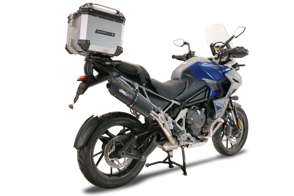 GPR escape compatible con  Triumph Tiger 1200 Gt - Rally 2022-2024, Furore Evo4 Nero, Escape legal, homologado, silenciador con db killer desmontable y tubo de conexión específico 
