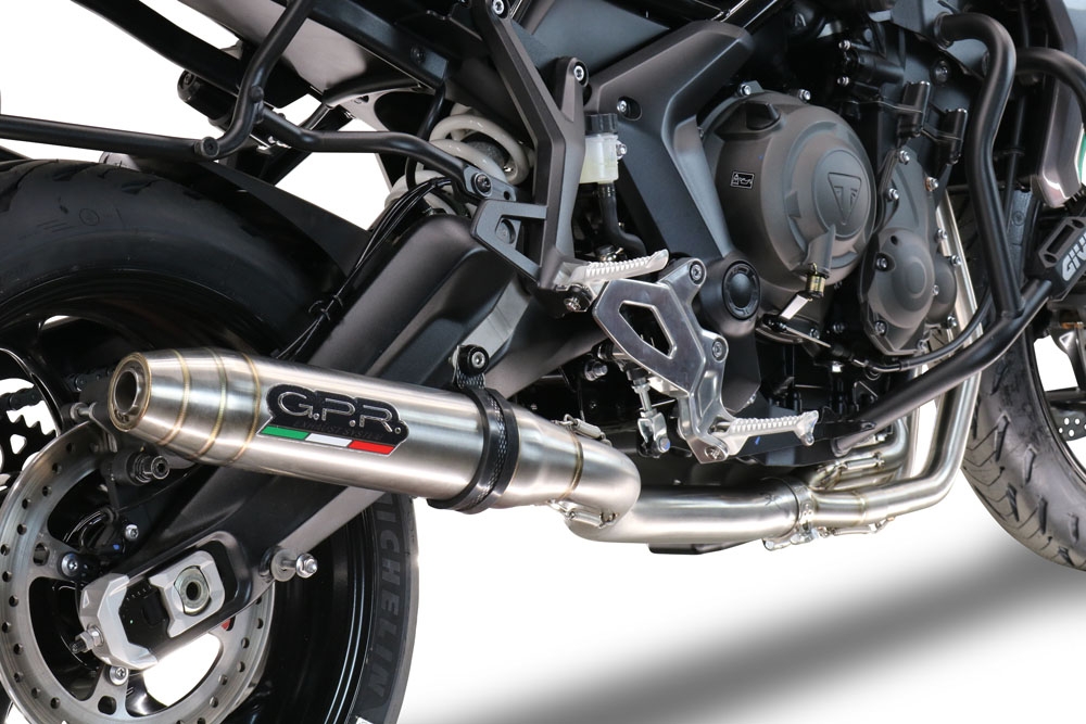 Escape compatible con Triumph Trident 660 2021-2024, Deeptone Inox, Escape completo racing, incluyendo colector y db killer desmontable, sin homologación 