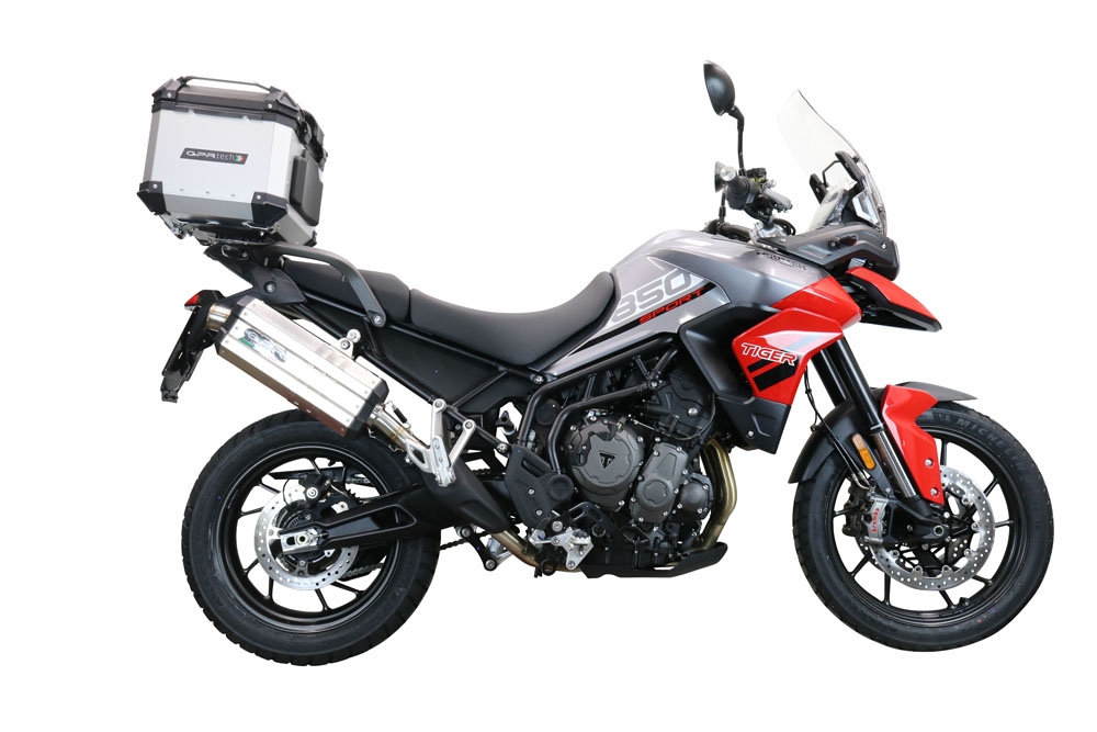 Baúl en aluminio color plata con placa específica incluida Baúl GPR TECH compatible con  Triumph Tiger 900 2020/2023 e5