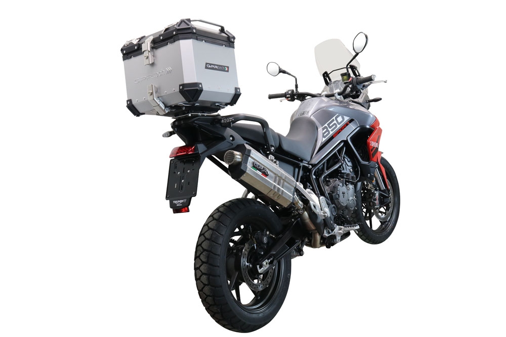 Baúl en aluminio color plata con placa específica incluida Baúl GPR TECH compatible con  Triumph Tiger 900 2020/2023 e5