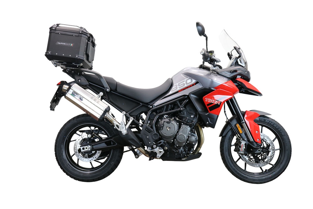 Baúl en aluminio, color negro con placa específica incluida Baúl GPR TECH compatible con  Triumph Tiger 850 Sport 2020/2024 e5