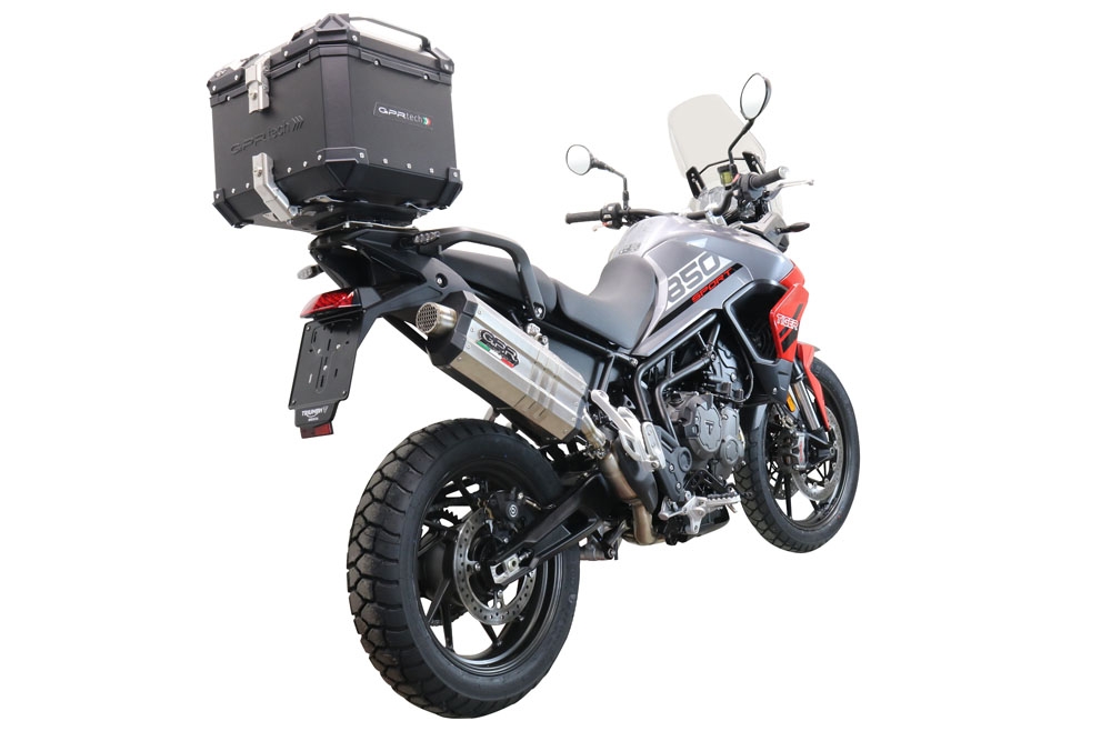 Baúl en aluminio, color negro con placa específica incluida Baúl GPR TECH compatible con  Triumph Tiger 850 Sport 2020/2024 e5