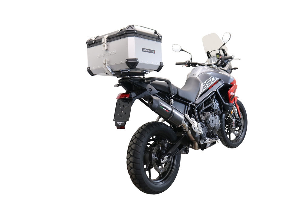 Baúl en aluminio color plata con placa específica incluida Baúl GPR TECH compatible con  Triumph Tiger 900 2020/2023 e5
