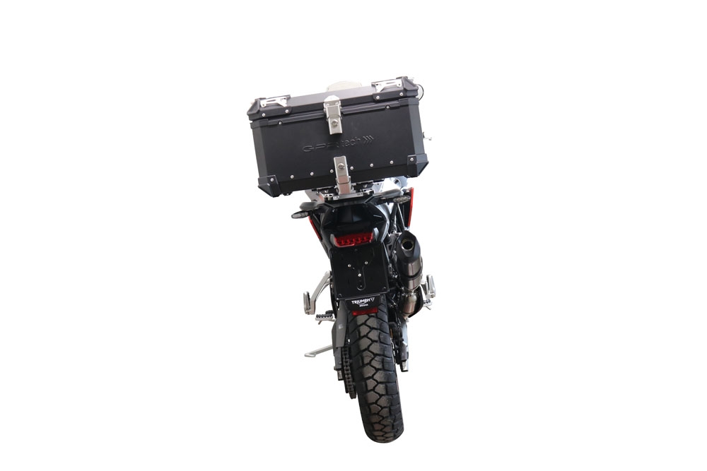 Baúl en aluminio, color negro con placa específica incluida Baúl GPR TECH compatible con  Triumph Tiger 850 Sport 2020/2024 e5